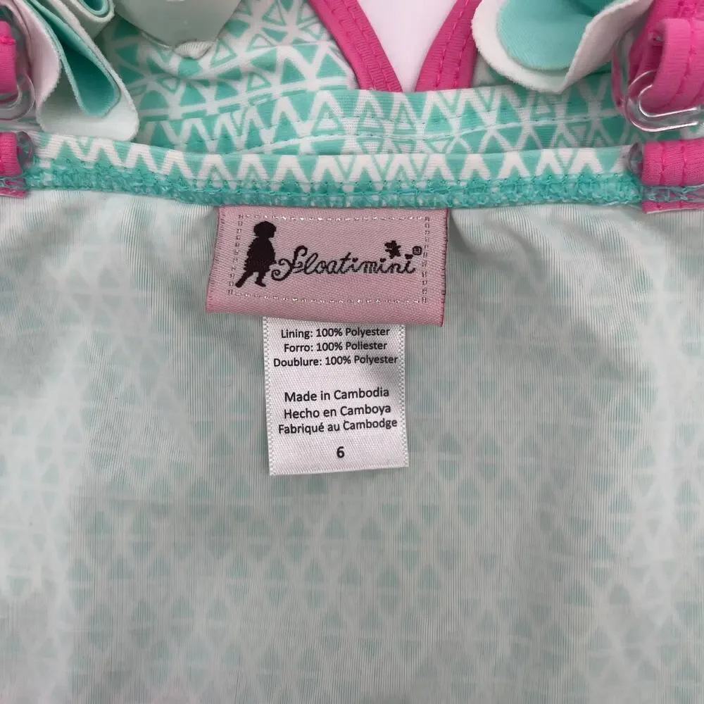 FLOATIMINI Girl's One Piece Swimsuit, Size 6, Floral Applique